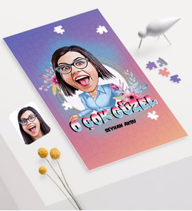 BK Gift Kişiye Özel O Çok Güzel Karikatürlü 240 Parça A3 Puzzle - 1