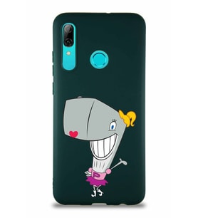 Huawei P Smart 2019 Soft Premier Kapak Pearl Yengeç Tasarımlı Silikon Kılıf - Yeşil (Şeffaf)
