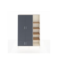 Arges Dolap 6 Raflı 4 Kapaklı Tek Askılı 132x30x195 Aytaşı-Antrasit/Çam