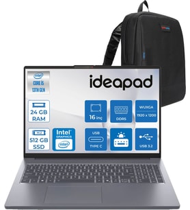 Lenovo Ideapad Slim 3 16IRH10 Intel Core I5 13420H 24GB 512GB SSD Freedos 16" Wuxga (1920X1200) IPS 300NITS Taşınabilir Bilgisayar IP83K20077TRF06 + Zetta Çanta