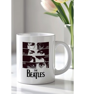 The Beatles Tasarımlı 330ml Baskılı Beyaz Seramik Kupa Bardak