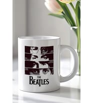 The Beatles Tasarımlı 330ml Baskılı Beyaz Seramik Kupa Bardak