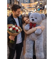 Büyük Boy 140 cm Peluş Ayı – Sevgiliye Unutulmaz Sürpriz (Gri)