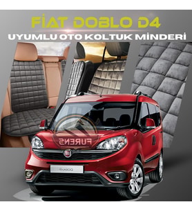 Fiat Doblo Antrasit Renk Tay Tüyü Cepli & Terletmez Sırtlı Oto Koltuk Minder Seti - Koltuk Koruma Kılıfı (ÖN & ARKA TAM SET)