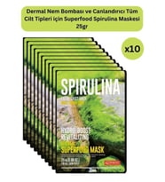 Dermal Nem ve Canlandırıcı Tüm Cilt Tipleri için Superfood Spirulina Maskesi 25 gr 10 Adet
