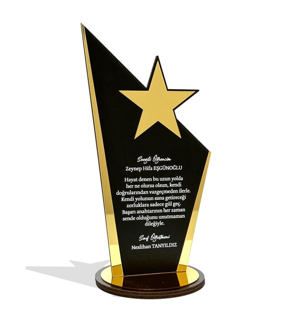 Kişiye Özel Plaket - Ahşap Plaket - Mezuniyet Hatırası - Okul Plaketi - 23cm x 12cm