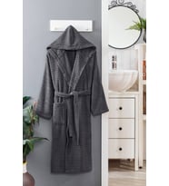 Kapüşonlu Unisex Banyo Bornozu %100 Soft Pamuklu (Gri)
