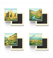 Aksaray - Baskılı Buzdolap Magneti Kare - 9x9 cm - 4 Adet