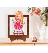 BK Gift Kişiye Özel Kadın Doğum Günü Karikatürlü Ahşap Standlı 3D Biblo-1 (Beyaz)