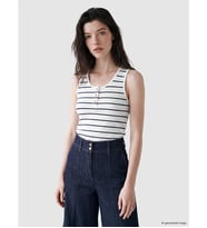 LCW Comfort Lacivert U Yaka Çizgili Kadın Atlet