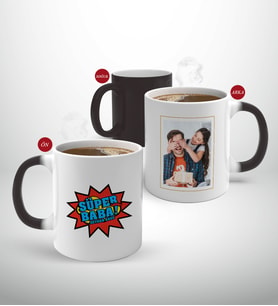 BK Gift Kişiye Özel Babalar Günü Hediyesi Fotoğraflı Sihirli Kupa Bardak-79 (Beyaz)