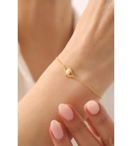 Gümüş Opal Taşlı Nazar Gözü Bileklik - 925 Ayar Gümüş Bileklik