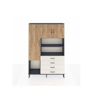 Arges Dolap 7 Raflı 4 Çekmeceli 3 Kapaklı 132x30x195 Antrasit-Çam/Aytaşı