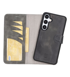 Bouletta Samsung Galaxy S24 Plus Uyumlu Deri Cüzdanlı Kılıf TN18 (Gri)