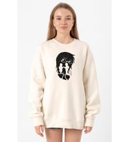 Erased Anime Black White Silhoette Ekru Kadın 2ip Sweatshirt
