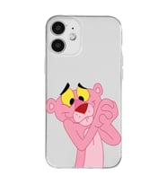 Iphone 12 Uyumlu Pembe Panter Tasarımlı Şeffaf Telefon Kılıfı