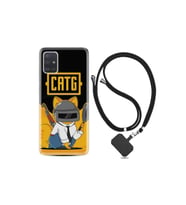 Samsung Galaxy A51 Kılıf Silikon Desen Boyun Askılı Cat G 1677