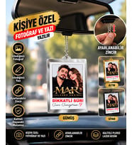 Kişiye Özel Çift Taraflı Dikiz Aynası süsü Fotoğraflı plexi ARABANDA EN GÜZEL HATIRAN SENİNLE!
