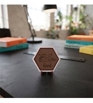 Kahve Severlere Özel Coffee Love Temalı Modern Masaüstü Süsü Mutfak ve Ofis Dekorasyonunuza Şıklık Katan Parça 10x10 cm, Açık Kahve