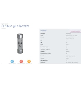 ETI 14X51 32A 690VAC PORSELEN SİGORTA - 10 Adet (Beyaz)