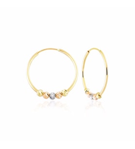Halka Küpe Dorikalı Tricolor 14K Gold (Çok Renkli)