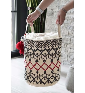 Yuvarlak Kilim Sepet, Saklama Kutusu, 37x30 cm, Şık ve Fonksiyonel