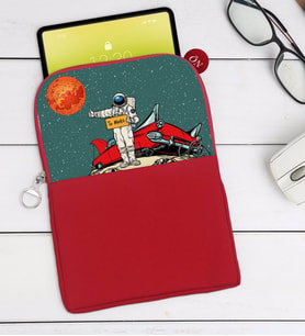 BK Gift Pop Art Tasarımlı Taşınabilir Koruyucu Tablet Kılıfı & Organizer Çanta - Kırmızı-8