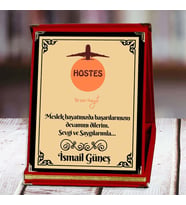 Hostes Baskılı Plaket (1. Tasarım)  Kişiye Özel (Kırmızı)
