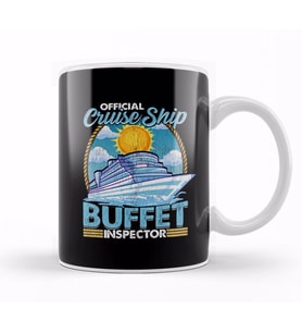 Official Cruise Ship Buffet Inspector Foodie Pun Kupa Bardak Porselen