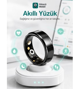 Gözcü Mobil Akıllı Yüzük Sağlık Egzersiz Takibi Adım Sayar Kalp Atışı Kan Basınç Oksijen Ölçer Su Takibi Adet Döngüsü Uyku Takibi Cihazı Suya Dayanıklı