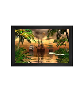 Manzara Temalı Kanvas Tablo 80 x 110 cm Siyah Çerçeve