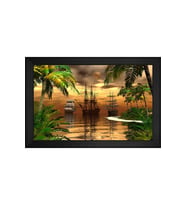 Manzara Temalı Kanvas Tablo 80 x 110 cm Siyah Çerçeve