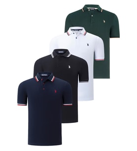 DÖRTLÜ SET T8594 DEWBERRY ERKEK T-SHIRT-SİYAH-BEYAZ-LACİVERT-NEFTİ (Karışık)