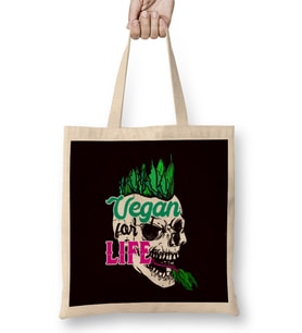 Vegetarian For Life Vegetables Vegan Vegetarianism Veggie Bez Çanta Uzun Saplı