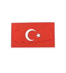Single Sword Bayrak Plastik Kabartma Haritalı Patch - Peç KIRMIZI