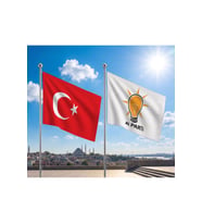 TRY Bayrağı ve Alpaka Kumaş Türk Bayrağı 2'li Set 100x150cm