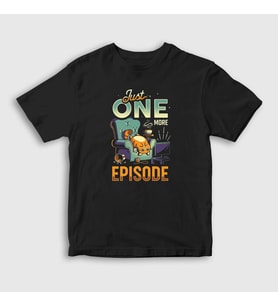 Presmono Unisex Çocuk Siyah Just More Episode Cat Kedili T-Shirt 450862tt
