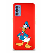 Oppo Reno 4 Soft Premier Kapak Donald Duck-C Tasarımlı Silikon Kılıf - Kırmızı (Şeffaf)