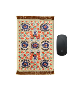 Bursa İpek Krem Dekoratif Küçük Halı Mousepad