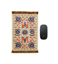 Bursa İpek Krem Dekoratif Küçük Halı Mousepad