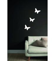 Ahşap Kelebek Duvar Dekoru Beyaz 3 Adet Set 15x15