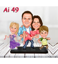 Kişiye Özel Ahşap Biblo - Aile Karikatür Biblo - 4 Kişilik Aile Biblo 20