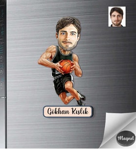 Kişiye Özel Basketbolcu Erkek Ahşap Magnet -2