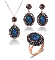 Mistik Topaz ve Swarovski Taşlı 925 Ayar Gümüş Kadın Üçlü Set 201025577