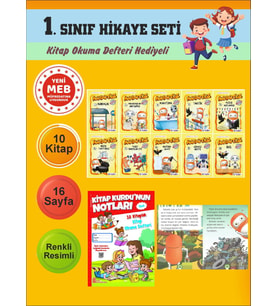 1.Sınıflar İçin Okumayı Sevdiren 10 lu Hikaye Seti 11 (Kitap Okuma Defteri Hediyeli)