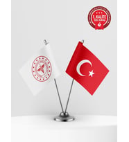 Sağlık Bakanlığı İkili Masa Bayrağı Set - Saten Kumaş 1. Kalite