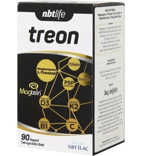 Nbt Life Treon 90 Kapsül Magnezyum L-Treonat ve Vitaminler İçeren Takviye Edici Gıda