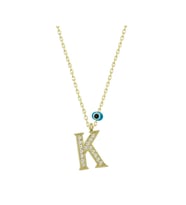 Gümüş Nazar Gold K Harfi Kadın Kolye CSR2184336