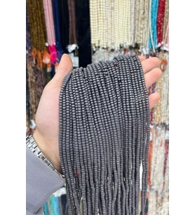 Hematit Taşı Rondela Kesim Mat Gri 4x2mm Doğal Taş Dizi