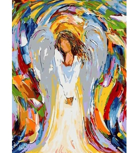Melek Anne Sayılarla Boyama Seti 40x50 cm (Tuvale Gerili)